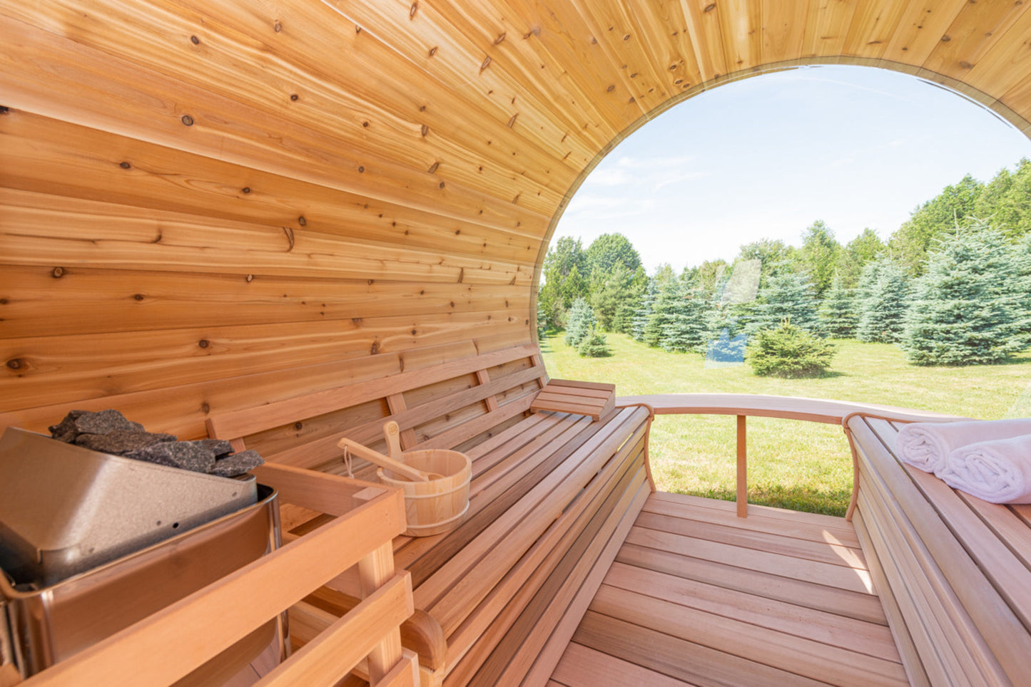 SAUNA EVOLUTION® Luxury Barrel Sauna Serenity Nature Air 4