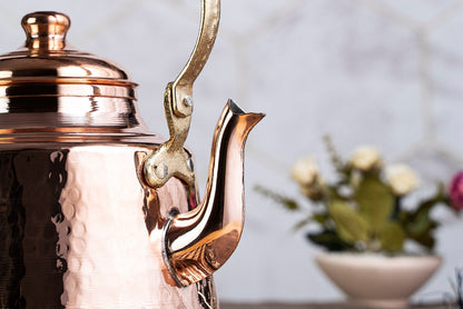 Hammered Solid Copper Teapot Stovetop with Wooden Handle – 1.6 Quart Shiny Finish Kettle