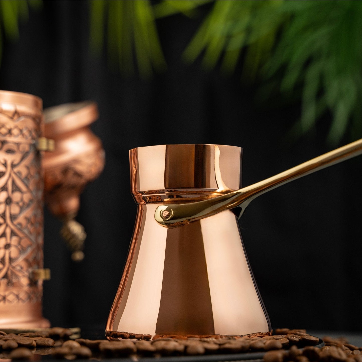 Handcrafted Copper Coffee Pot with Brass Handle – Traditional Turkish Design