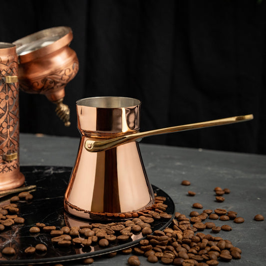 Handcrafted Copper Coffee Pot with Brass Handle – Traditional Turkish Design