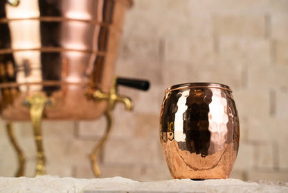Handmade Copper Beverage Dispenser with Mug Set – 100% Solid Copper, 5L Vessel