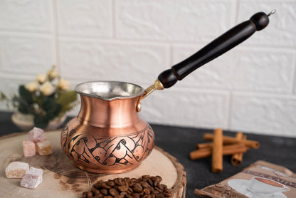 Handmade Copper Coffee Maker Set – Pot, Airtight Container & Brass Spoon