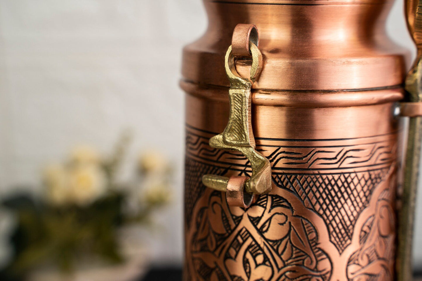 Handmade Copper Coffee Maker Set – Pot, Airtight Container & Brass Spoon