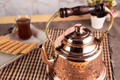 Handmade Engraved Copper Solid Copper Teapot Stovetop, 1.6 Quarts (1.5 Liter)