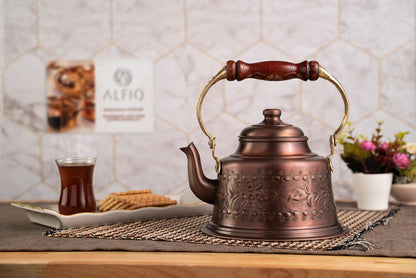 Handmade Engraved Copper Solid Copper Teapot Stovetop, 1.6 Quarts (1.5 Liter)