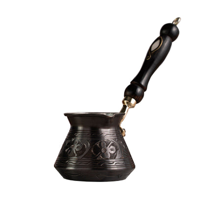 Handmade Pure Copper Turkish Coffee Pot with Wooden Handle – 400 ml Milk and Coffee Warmer