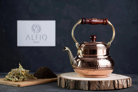 Handmade Solid Copper Teapot Stovetop – 1.6 Quart Hammered Finish Kettle