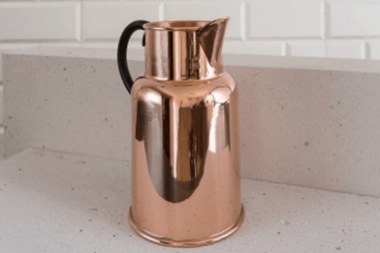 Handmade Solid Copper Water Pitcher – Vintage Farmhouse Jug with Black Handle (1000 ml)