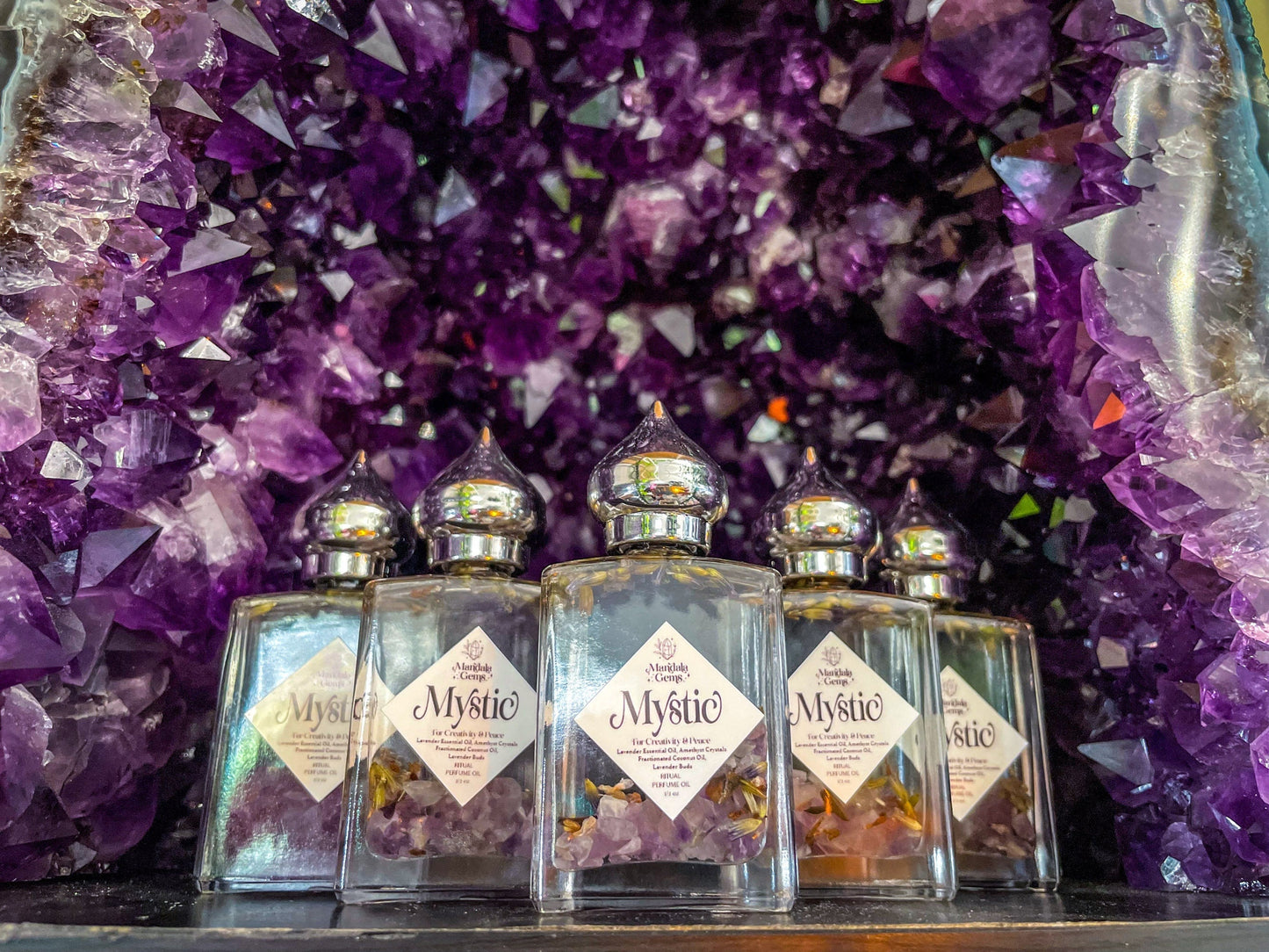 MYSTIC Lavender Natural Perfume Oil with Amethyst Crystals
