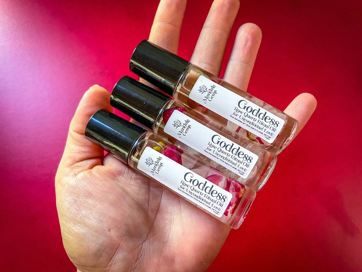 Goddess Rose Quartz ROSE Natural Perfume Roll On for UNCONDITIONAL LOVE