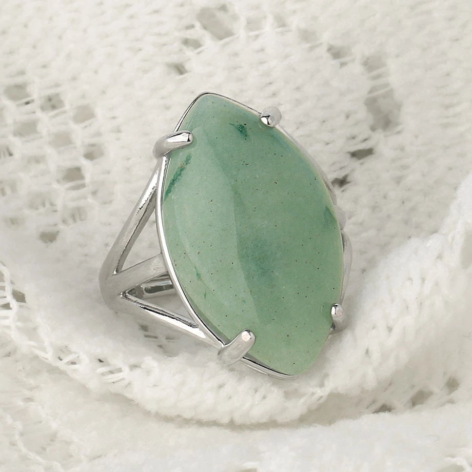 Green Aventurine Oval Luck Wealth Ring