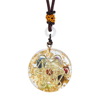 Orgonite Metatron 7 Chakra Energy Necklace. EmF Protection.