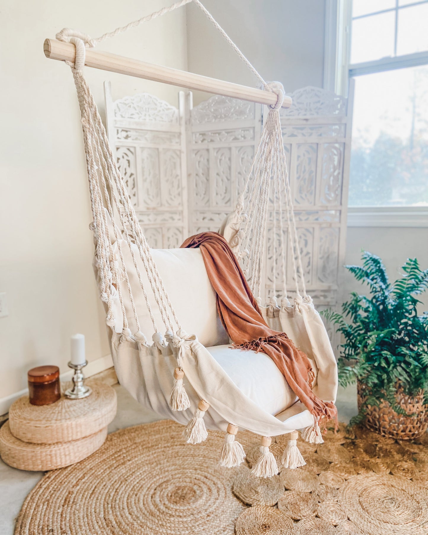 Small Boho Indoor Hammock Chair With Tassels | LOLITA Jr.
