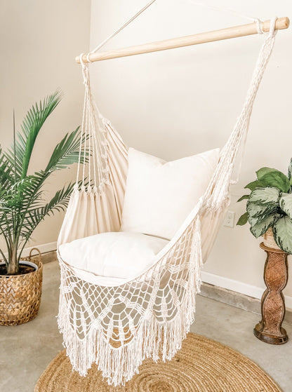 White Boho Crochet Hammock Chair Swing | NINA