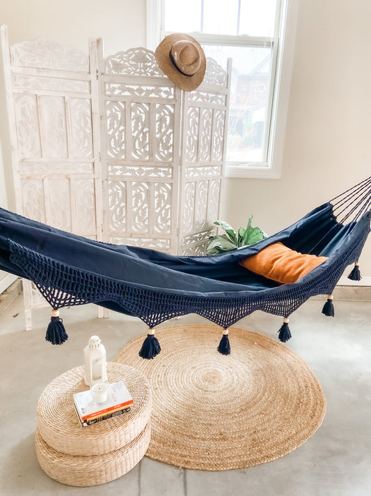 Boho Black Hammock With Crochet Fringe| DANIELLA