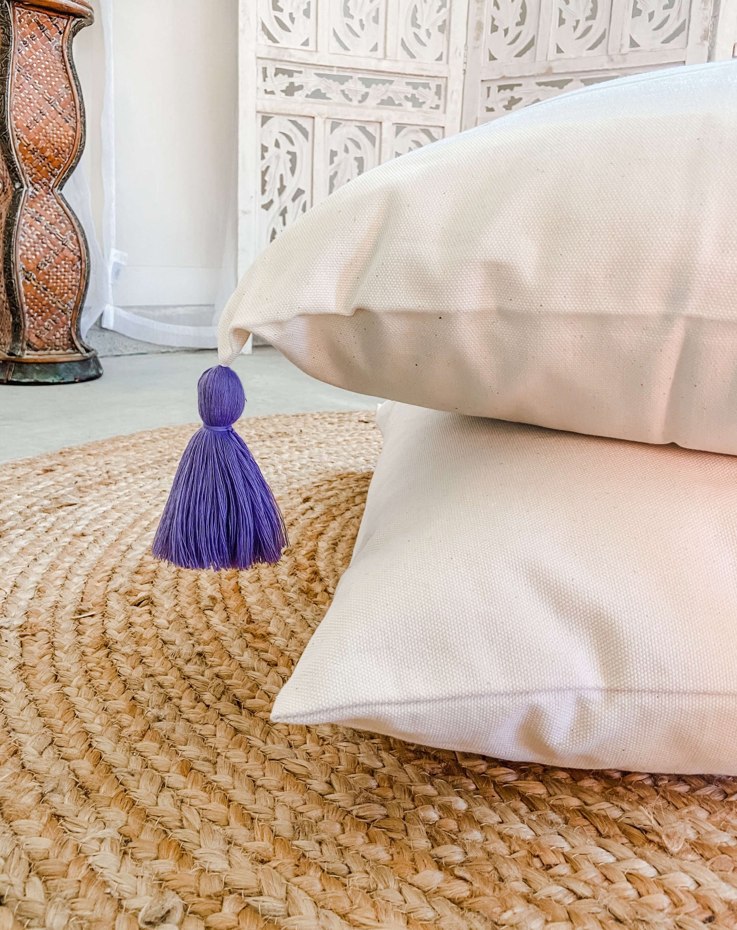 Purple Boho Hanging Hammock Chair Swing with Tassels | LILY