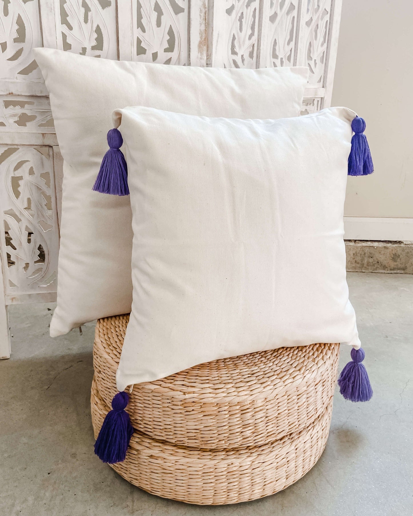 Purple Boho Hanging Hammock Chair Swing with Tassels | LILY