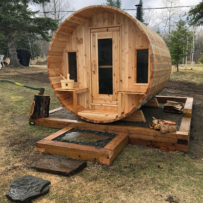 LeisureCraft Tranquility Luxury  Barrel Sauna for up to 8 People | Premium Canadian Cedar