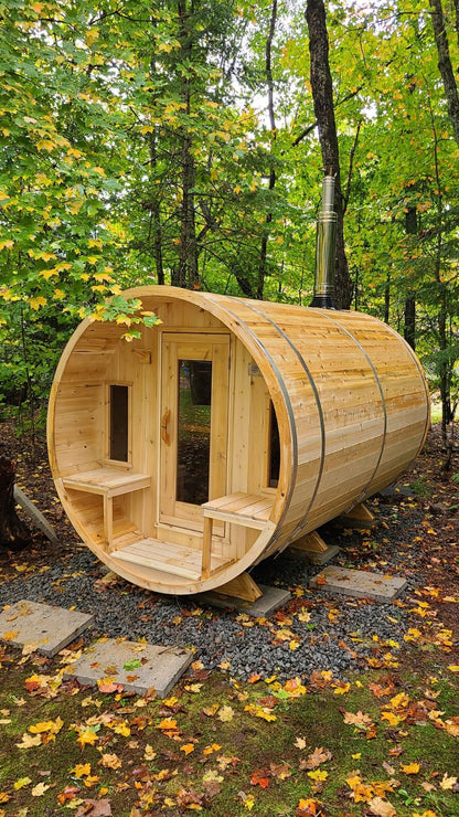 LeisureCraft Tranquility Luxury  Barrel Sauna for up to 8 People | Premium Canadian Cedar
