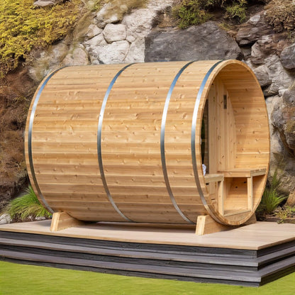 LeisureCraft Tranquility Luxury  Barrel Sauna for up to 8 People | Premium Canadian Cedar