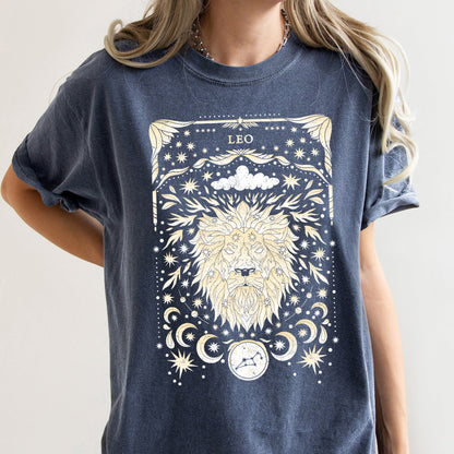 Leo Celestial Zodiac Comfort Colors Tees, Horoscope, Astrology