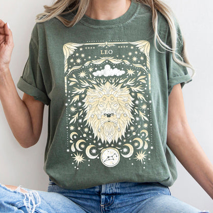 Leo Celestial Zodiac Comfort Colors Tees, Horoscope, Astrology