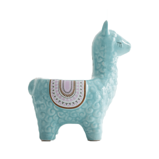 Light Blue Alpaca/Llama Forward Facing Ceramic Succulent Planter