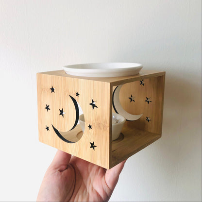 Bamboo Wax Melt Burner | Moon