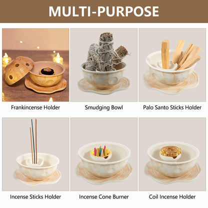 Ceramic Moon Incense Holder Burner 12-in-1 Multi-use Home Decor