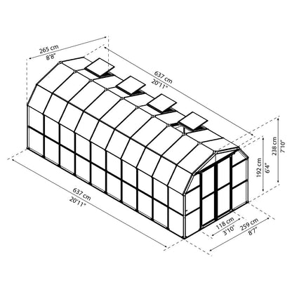 [08x20FT] Extra Large Barn-Style Weatherproof Walk-In Greenhouse With Roof Vents (92585716)