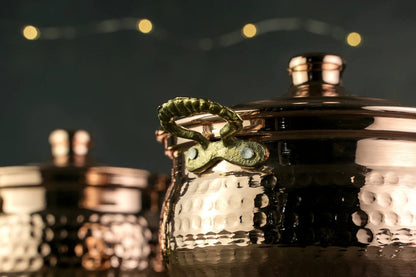 Set of 3 Single-Person Copper Cooking Pots – 850ml Handcrafted Solid Copper Casseroles
