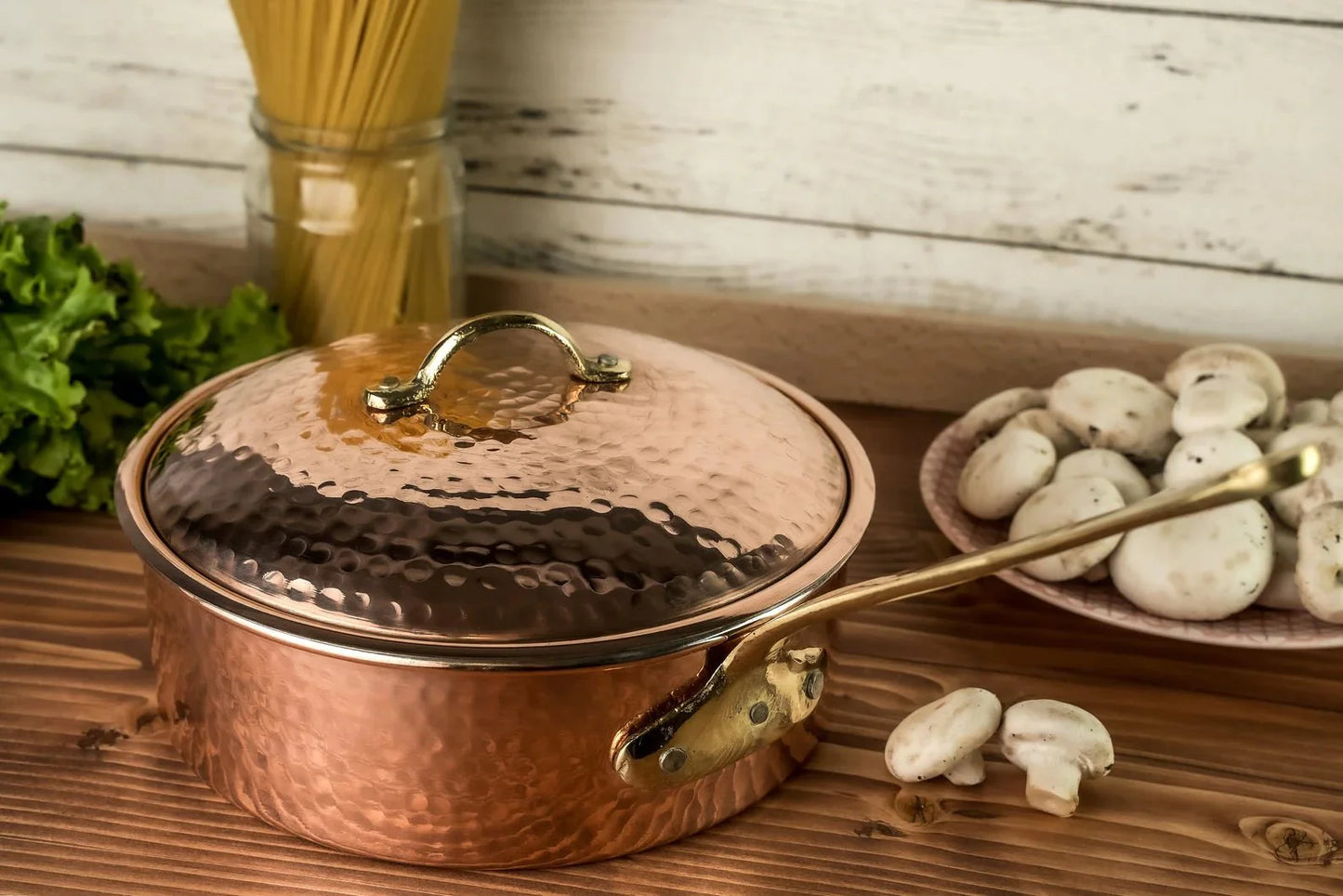 Solid Copper Saucepan with Lid | Handmade Copper Pan Cooking Pot | Handled Turkish Copper Kitchen Utensil Sets