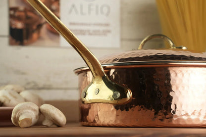 Solid Copper Saucepan with Lid | Handmade Copper Pan Cooking Pot | Handled Turkish Copper Kitchen Utensil Sets