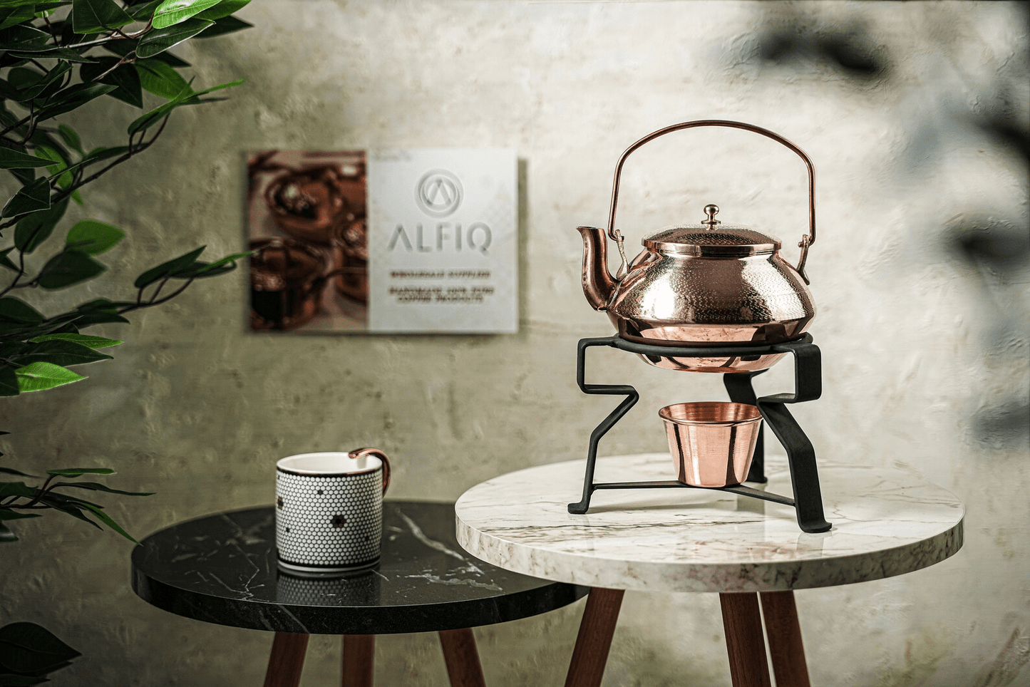Solid Copper Tea Kettle With Iron Warmer Stand | Handmade Copper Teapot & Housewarming Gift (1.5 Quartz)