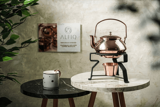 Solid Copper Tea Kettle With Iron Warmer Stand | Handmade Copper Teapot & Housewarming Gift (1.5 Quartz)