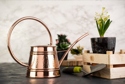 Solid Pure Copper Watering Can for Garden | Handmade Copper Planter Vessel 2000ml | Long Spout Model