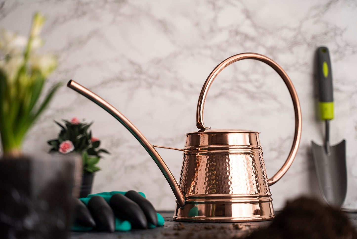 Solid Pure Copper Watering Can for Garden | Handmade Copper Planter Vessel 2000ml | Long Spout Model