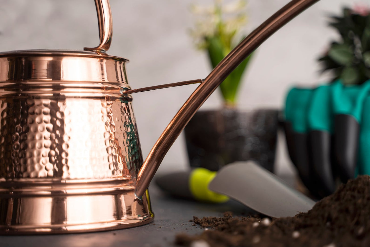 Solid Pure Copper Watering Can for Garden | Handmade Copper Planter Vessel 2000ml | Long Spout Model