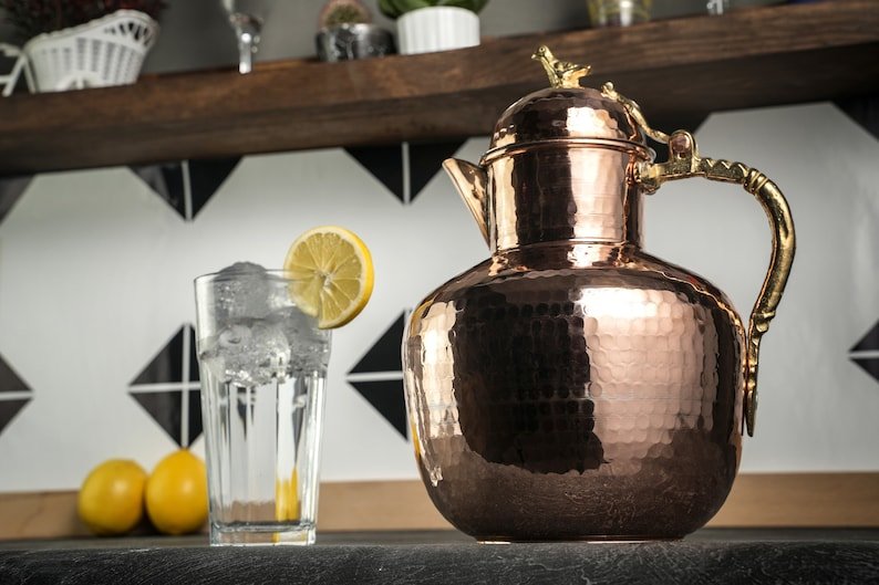 Handmade Solid Copper Pitcher – 2000ml Water & Beverage Jug