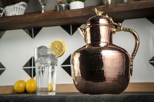 Handmade Solid Copper Pitcher – 2000ml Water & Beverage Jug