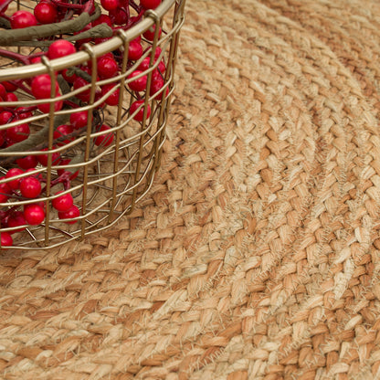 Boho Rug Kaia Hand-Made with Natural Jute Fibers in Nature-Black