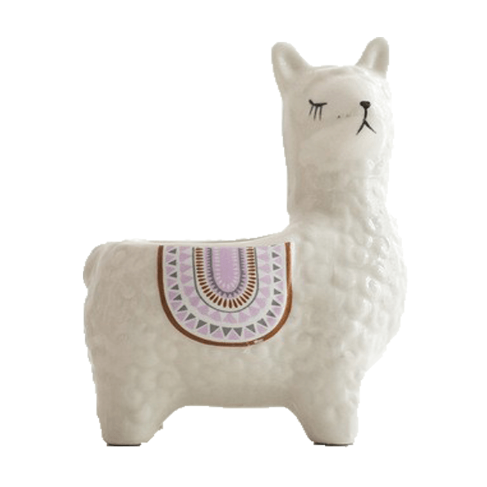 White Alpaca/Llama Head Turned Ceramic Succulent Planter