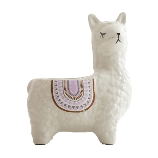 White Alpaca/Llama Head Turned Ceramic Succulent Planter