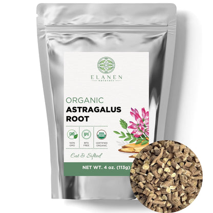 Organic Astragalus Root 4 oz. (113g) USDA Certified Organic Astragalus Dried Root Tea Astragalus Root Organic Dried Astralagus membranaceus Huang Qi Cut & Sifted