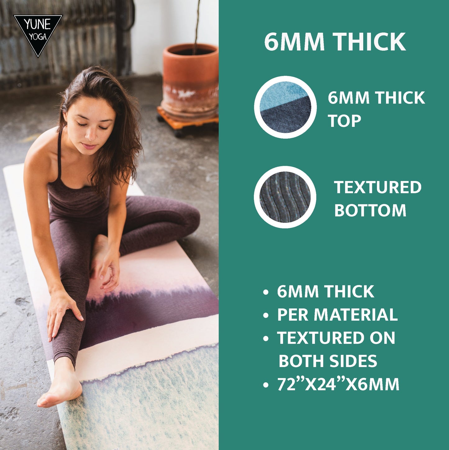 Yoga Mat | 6mm Thick | Blue | Non-Slip | Eco Friendly | Yune Yoga | Moab River