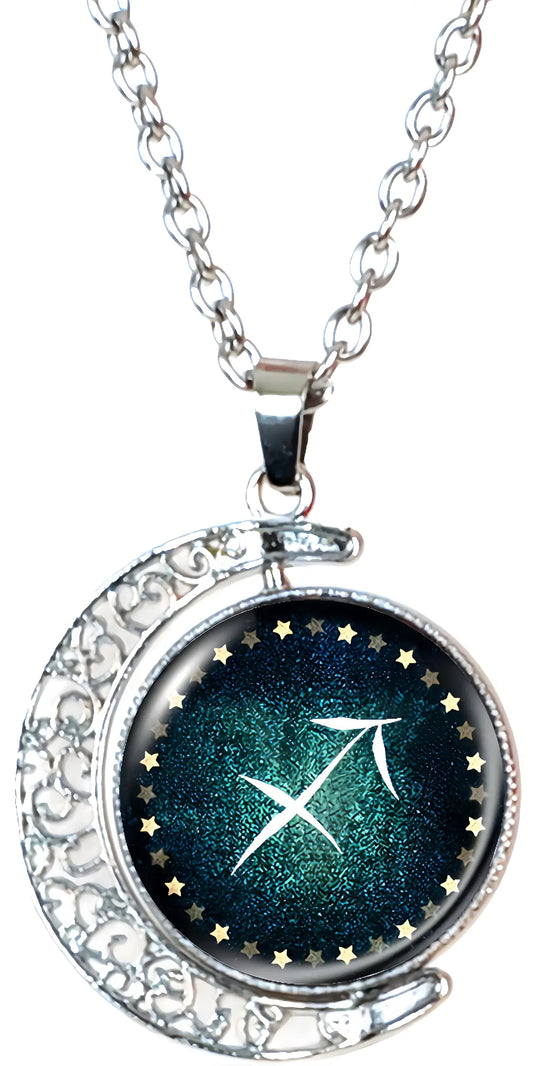 DEQIYIJI Birthday Gifts For Women Men Zodiac Sign Moon Pendant Necklace Jewelry Astrology 12 Constellation Horoscope Stuff Sagittarius